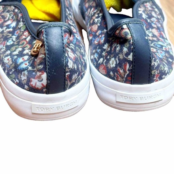 Tory Burch Navy Blue Floral Canvas Casual Sneakers Women Sz 10 - Picture 4 of 10